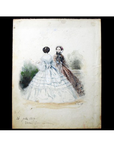 Dessin d'Hippolyte Pauquet pour le Petit Courrier des Dames (1859) l'achat 